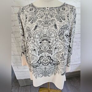 Rose & Olive Patterned Blouse | Blush, Black & Gray | Small | NWT